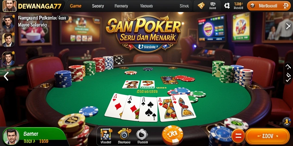 Tampilan gameplay Poker di DEWANAGA77 yang seru dan menantang.