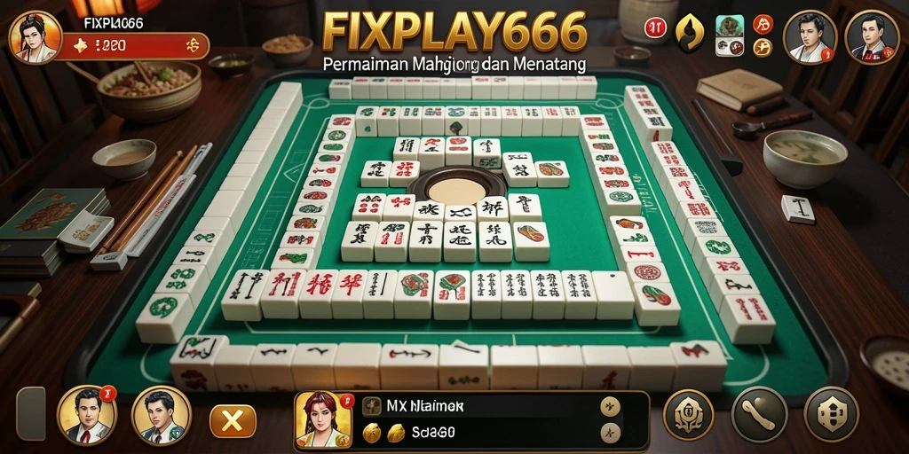 Screenshot utama FIXPLAY666 menampilkan gameplay Mahjong yang menarik.