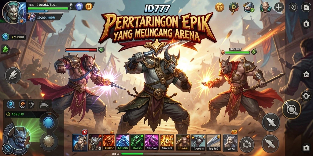 Tampilan seru dari gameplay pertarungan yang mendebarkan di ID777.
