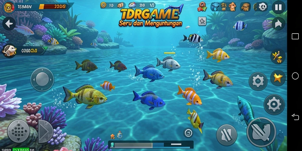Screenshot IDRGAME menampilkan aksi menangkap ikan yang seru.