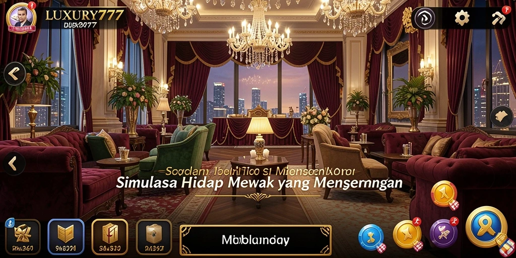 Screenshot gameplay LUXURY777 dengan tampilan kehidupan mewah.