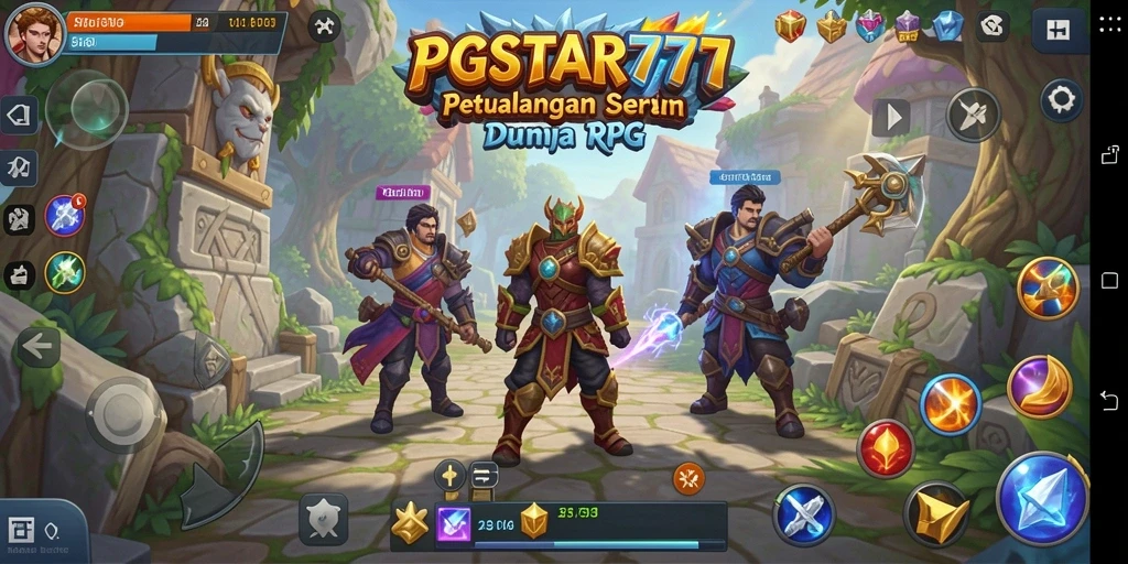 Screenshot gameplay RPG PGSTAR777 menampilkan pertarungan seru dengan karakter unik.