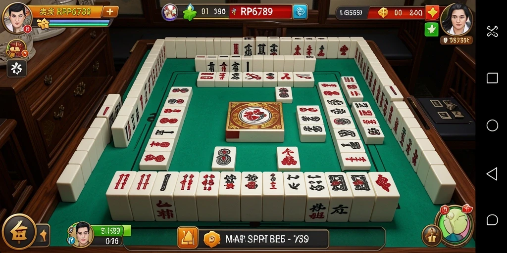 Screenshot dari gameplay intensif RP6789 di Mahjong.