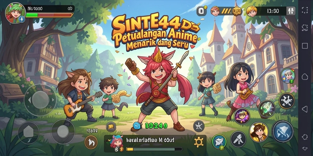 Screenshot utama SINTE4D menampilkan aksi seru dalam dunia Anime yang penuh warna.