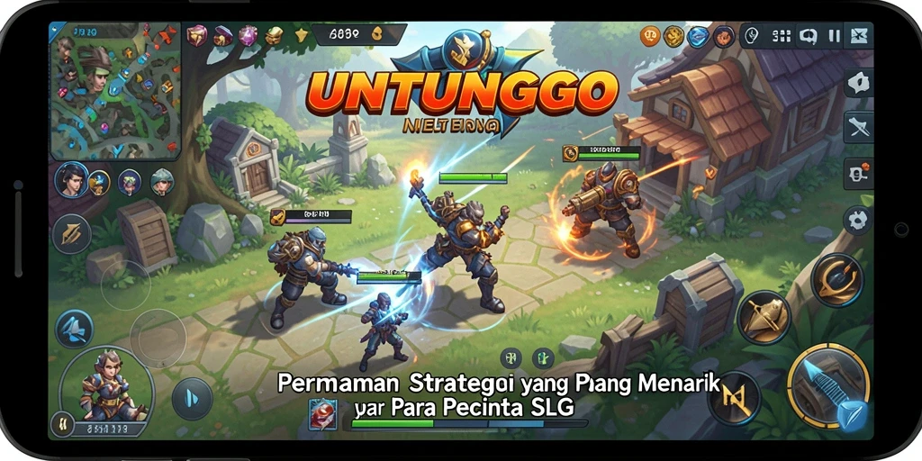 Screenshot UNTUNGGO menampilkan pertempuran strategis yang mendebarkan.
